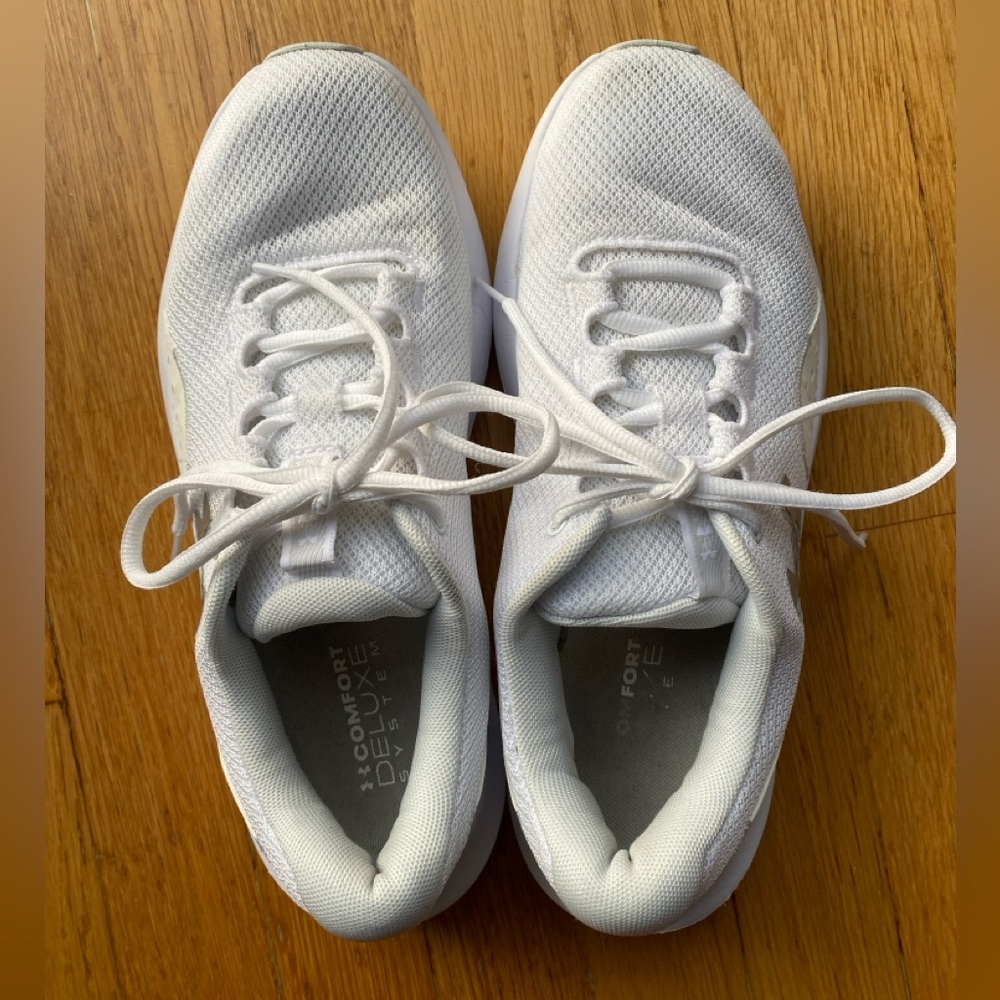 Under Armour Charged Surge Running Shoes White w/White Mesh Upper Women's Sz 9.5